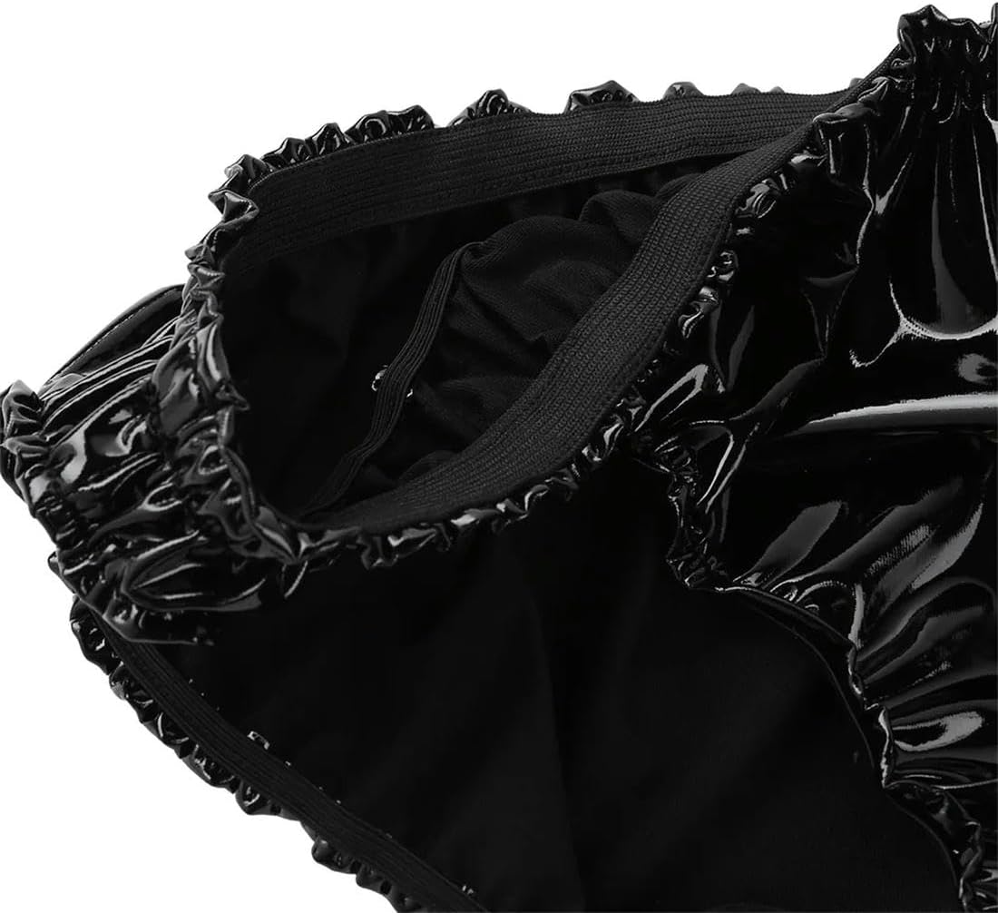 Sissy PVC Leather Low-Waisted Briefs Man Elastic Waist Undershorts Panties Men Lingerie Nightwear