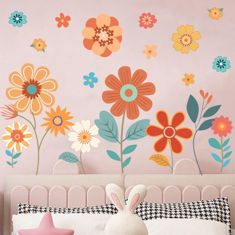 Vomika Colorful Flower Wall Stickers, Removable Flowers Wall Decals - Image 2