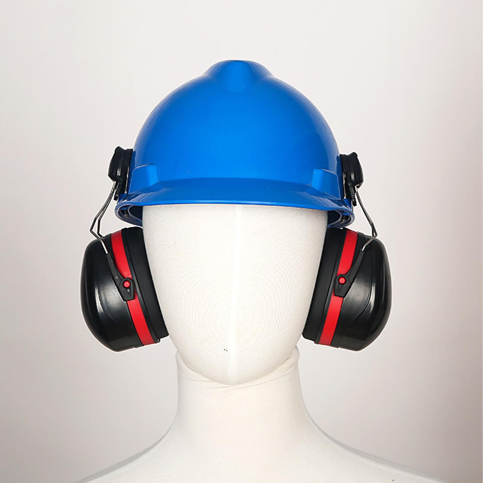 POCREATION 2Pcs Hard Hat Attachment Earmuff, Noise Reduction Angle Adjustable Telescopic Helmet Earmuff Red Black, for Construction Site