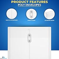 Vista 3 de 1InTheOffice Sobres de polietileno con cierre de cuerda, cierre de botón y lazo, tamaño carta, paquete de 20