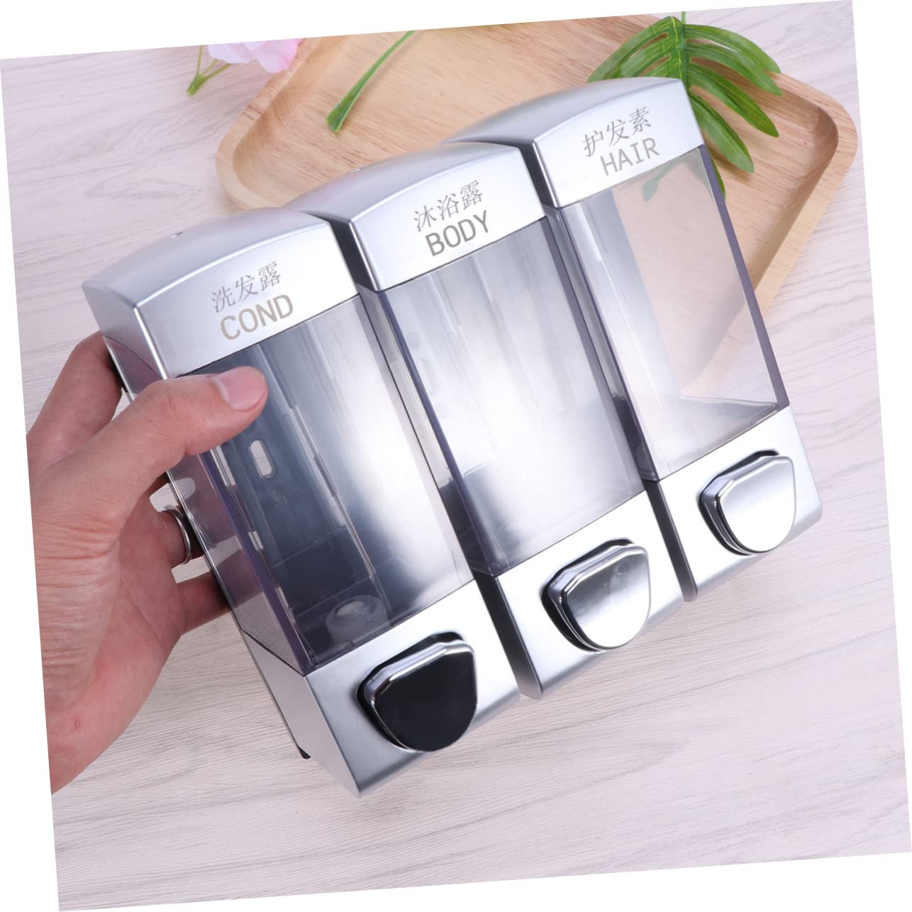 Dispenser Sapone da Muro con Tre Uscite in Plastica | Bagno e Hotel, Installazione Semplice, Erogatore per Shampoo, Gel e Balsamo