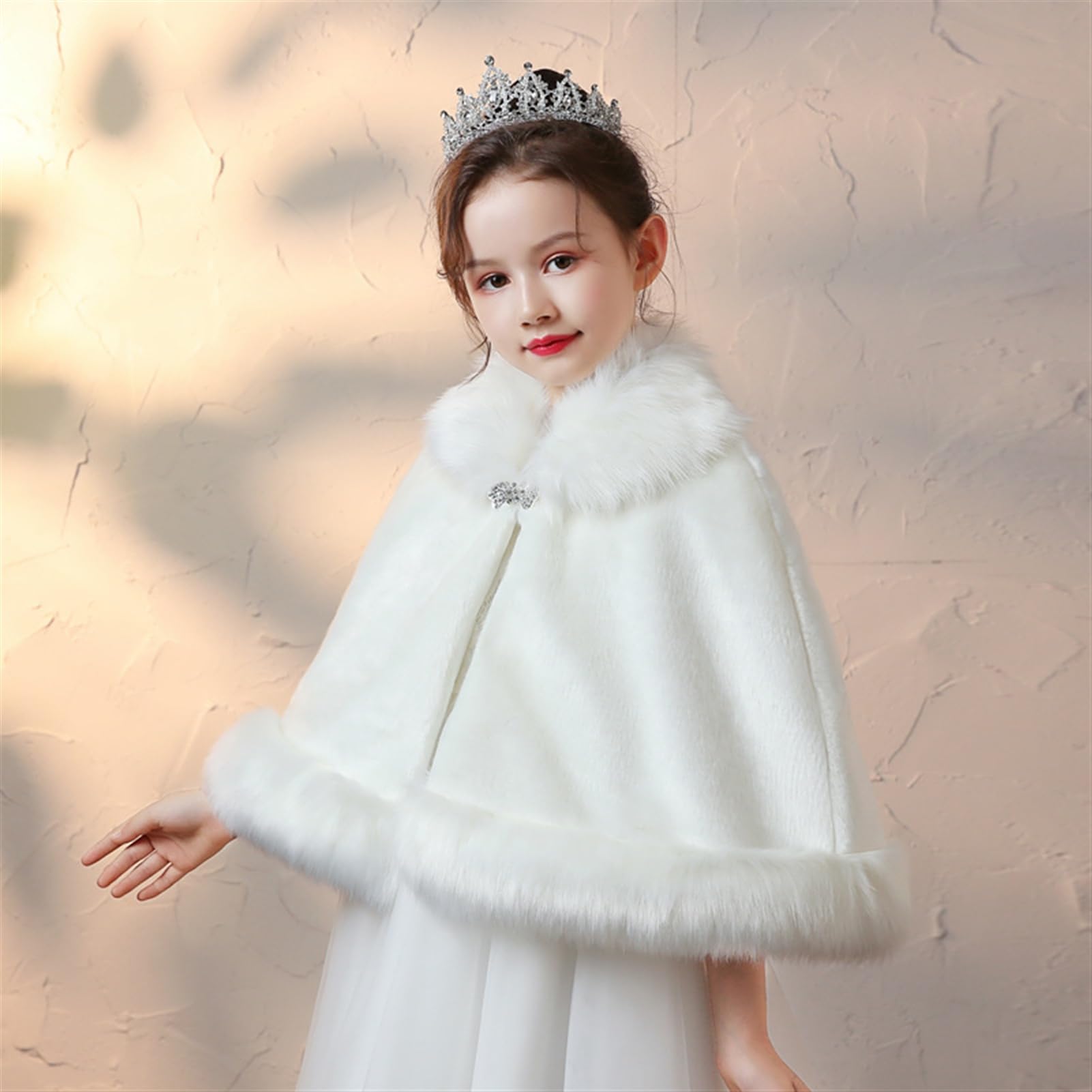 Bolero de Fiesta para Niña Chaqueta Pelo Sintético para Vestido Fiesta Niña Cárdigan Elegante de Ceremonia Abrigo Invierno