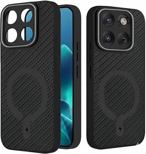 FIRST MART Back Cover for Motorola Edge 70 Fusion - Magsafe Look Case, Carbon Fiber Design, Flexible, Soft Micro-Fibre Lining Inside | Black