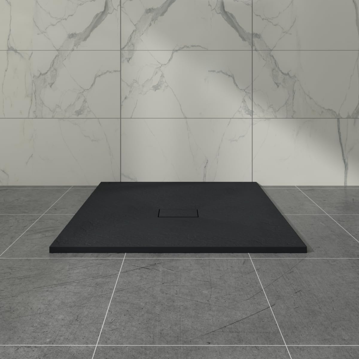 Aquariss SMC Slate Effect 1000 x 1000mm Square Shower Enclosure Tray Black
