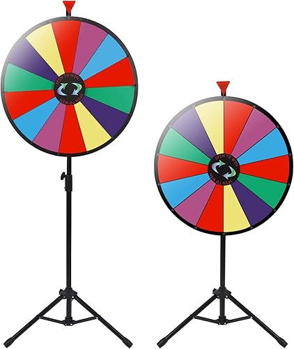 JupiterForce Rueda de premio resistente de 24 pulgadas con soporte de suelo, 14 ranuras de color ruleta de mesa para carnaval, juego de la fortuna,