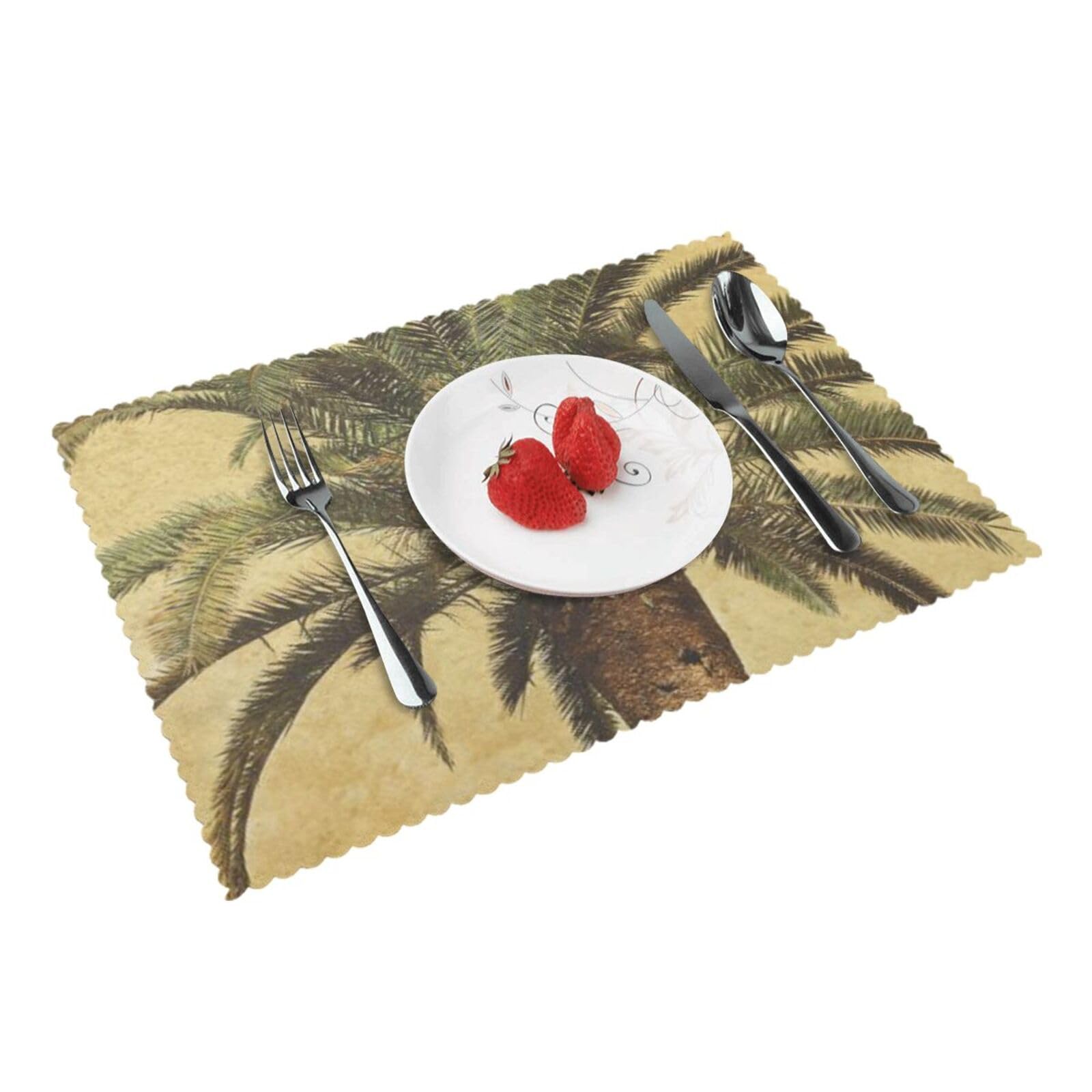 Palm Tree Tropical Printed Placemats Set of 4 PCS Washable Placemat for Kitchen Table Heat-resistant Table Mats 45x30 CM