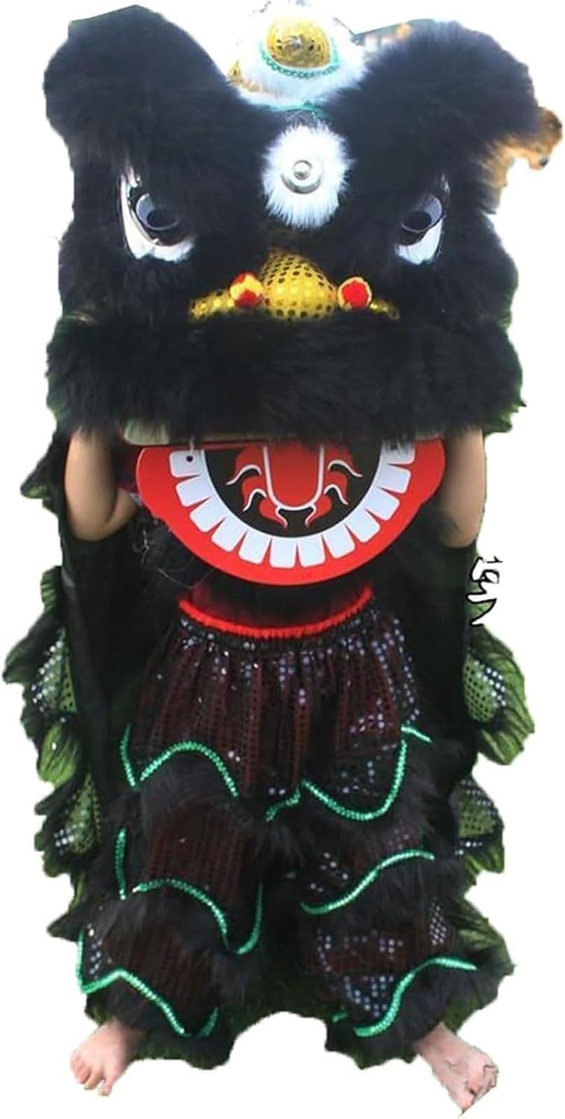 Chinese Traditional Dragon and Lion Dance, Lion Dance Mascot Costume for 31-73 In Tall Party, Can Blink