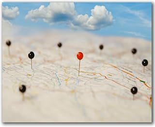 Paint by Numbers Kit for Adults Beginner Find your way Location Pin marking routes world map Maps navigation DIY Framed Painting on Canvas by Numbers Acrylic Oil Painting Home Decor Gifts 16"x20"