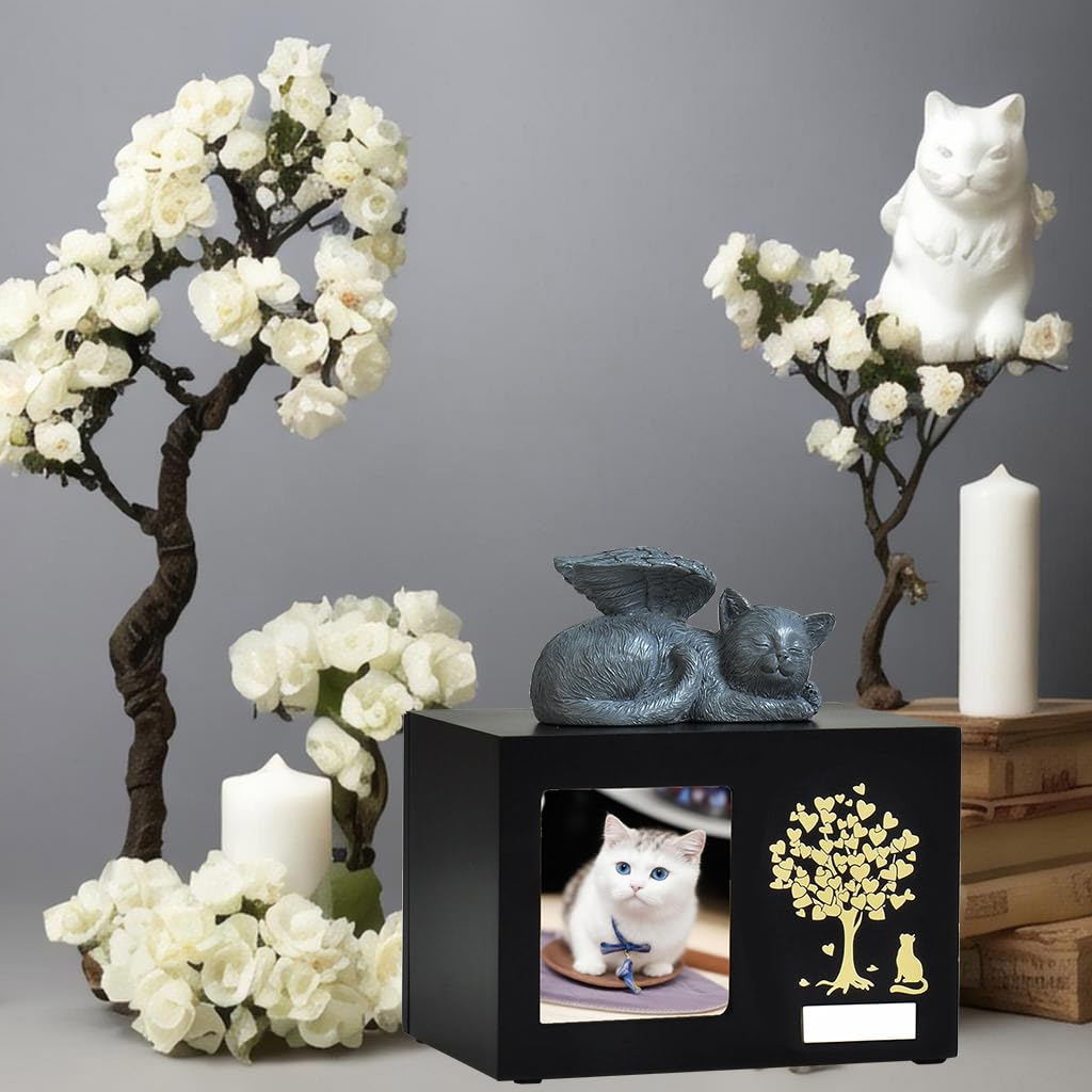 Urne per gatti personalizzate con foto, scatola di legno per cremazione animale domestico