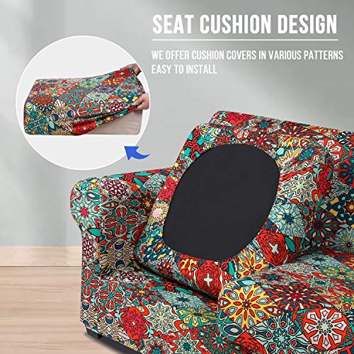 Hyha Couch Cover, Sofa Covers, Floral Pattern, Stretch, Printed, 4 Pieces, Sofa Slipcovers, For 3 Separate Cushion Couch Sofa, Washable Furniture Protector For Dogs (Sofa, Diamond Mandala) #TOP1