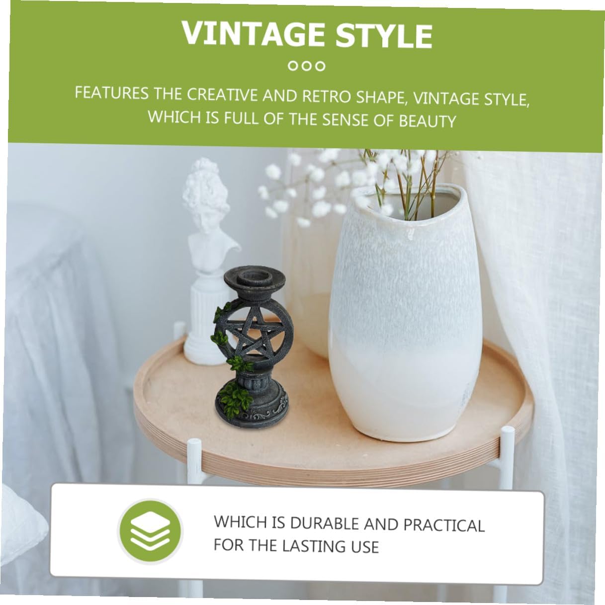 FOMIYES Vintage Style Pentagram Candle Holder Set, 2pcs Resin Retro Candlesticks for Home Décor and Photography Props, Desktop Candle Stand for Living Room and Party Use