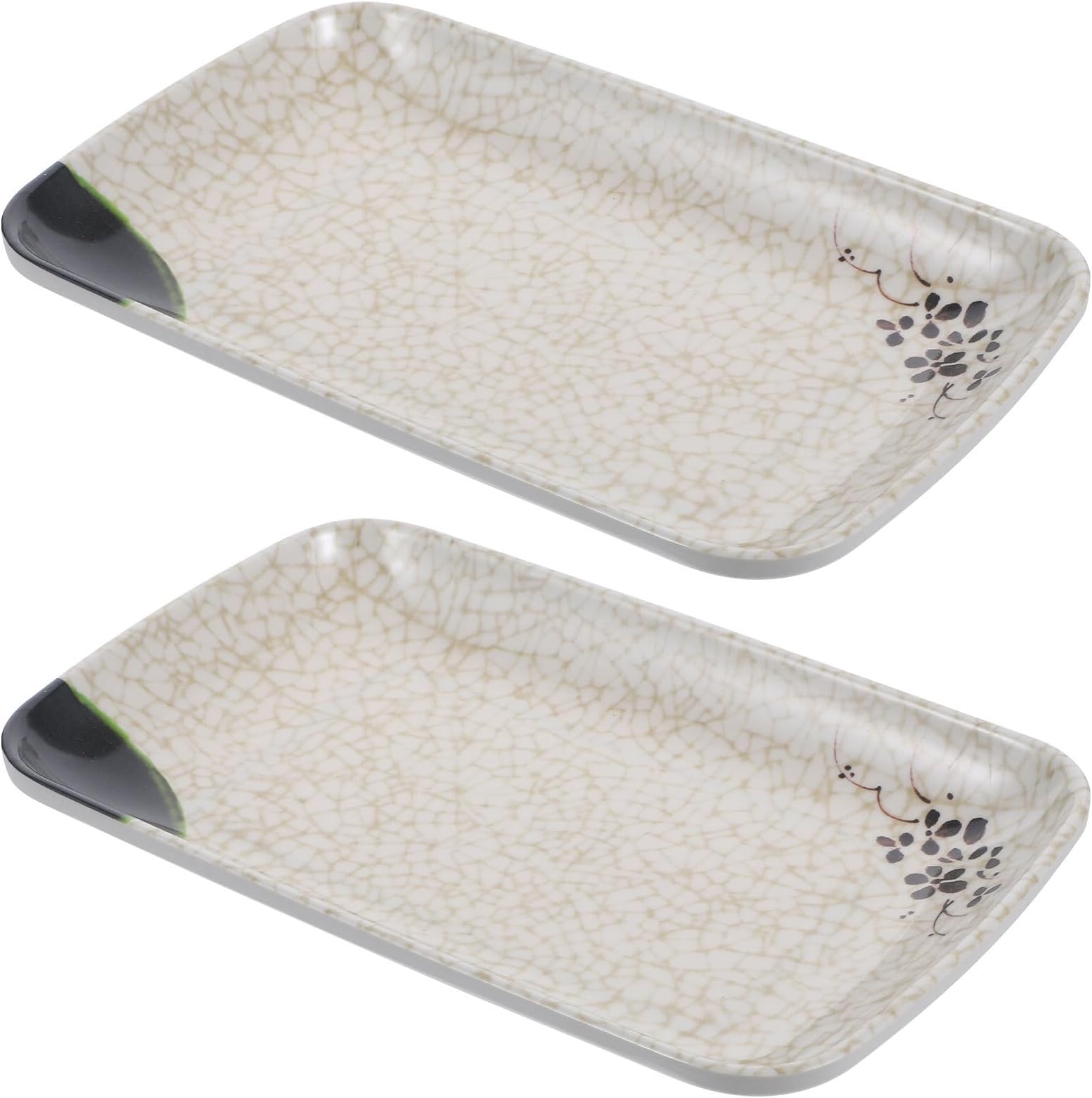 Rectangular Flat Sushi Plate Melamine Resin Japanese-Style Snack Dish 8-Inch Household Tableware Dessert Serving Plates 2pcs Set for Dining and Entertaining