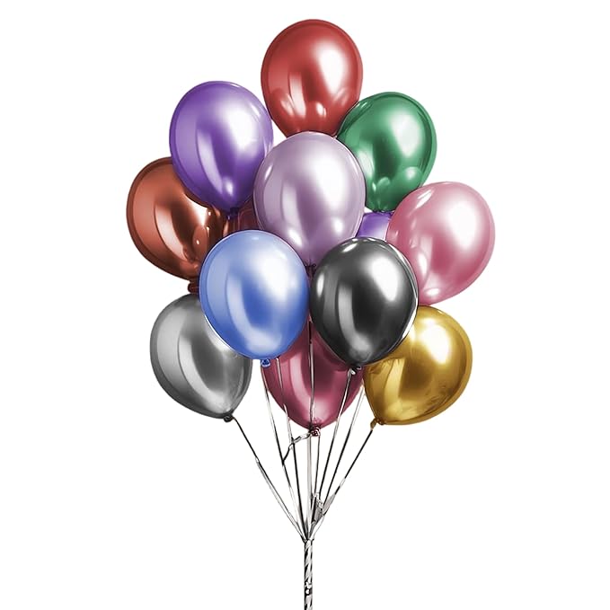 Just Party Chrome Metallic Balloons - Pack of 25 (Multicolor)