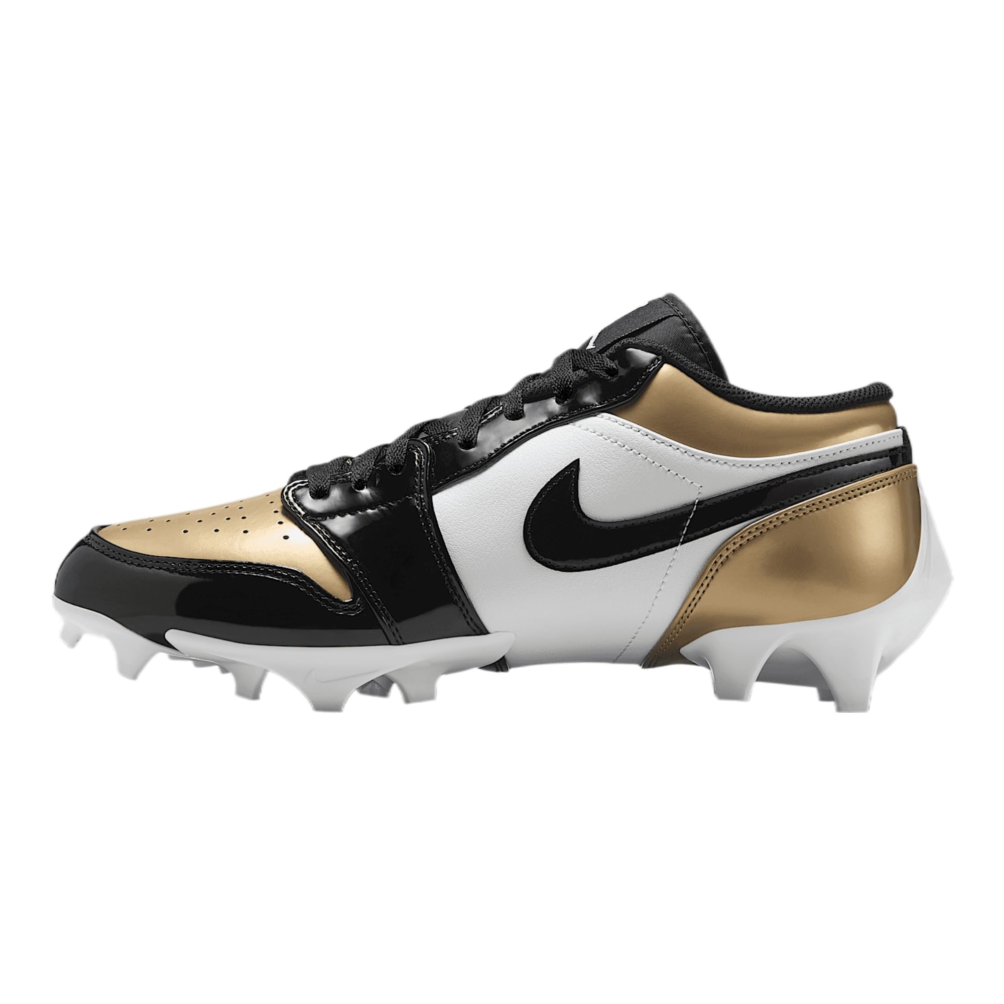 Jordan 1 Low TD Men's Football Cleat (FJ6245-701, Metallic Gold/White/Black) Size 8.5