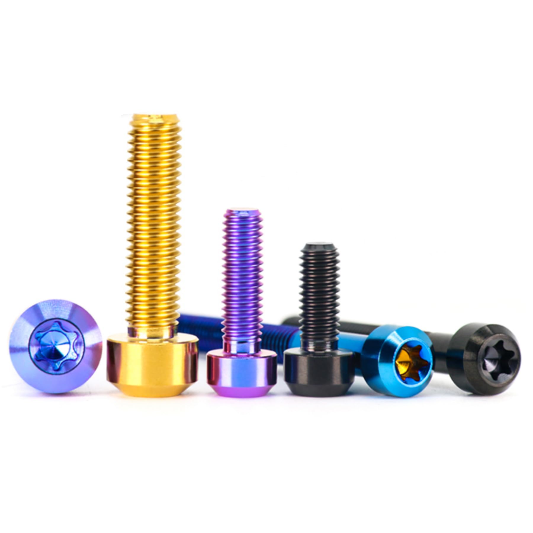 GR5 (Ti-6Al-4V) Titanium Alloy Cone Head Screws Torx Anti-Theft 4 Pack M4 M5 M6 M8 (Blue Purple, M4x8mm=4pcs)