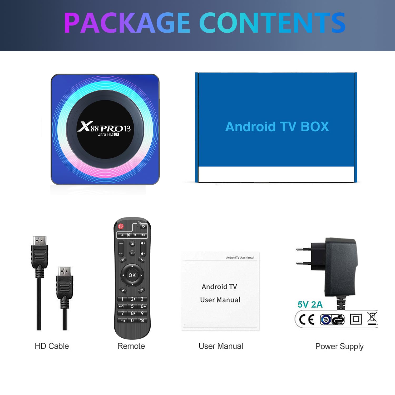 Android TV Box,Dulmssxy Android 13.0 TV Box with 4GB RAM 64GB ROM RK3528 Quad-Core 64bit Cortex-A53 Mali 450 MP2 GPU Support 2.4/5.0GHz WiFi BT5.0 10/100M Ethernet 8K 3D DLNA USB3.0 HDMI 2.0 H.265