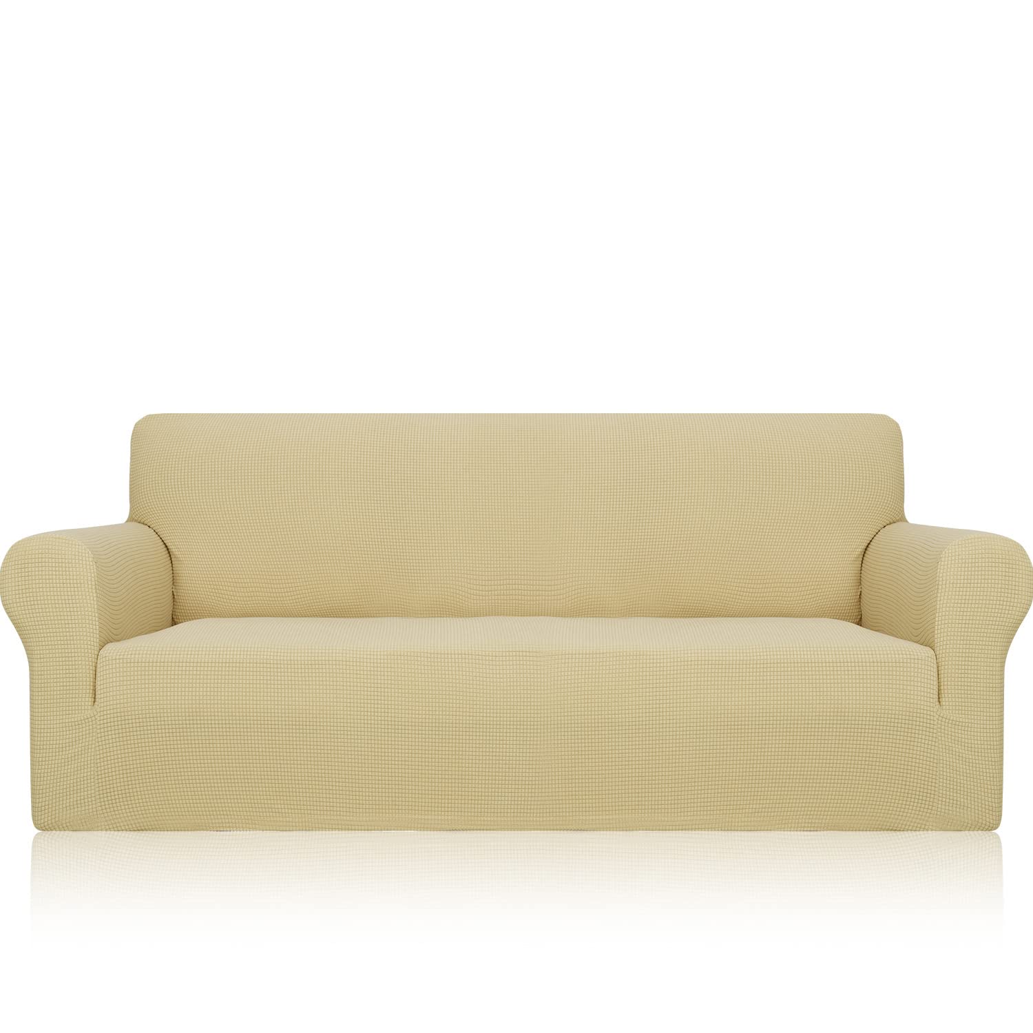 Housse de canapé jacquard extensible XL crème antidérapante