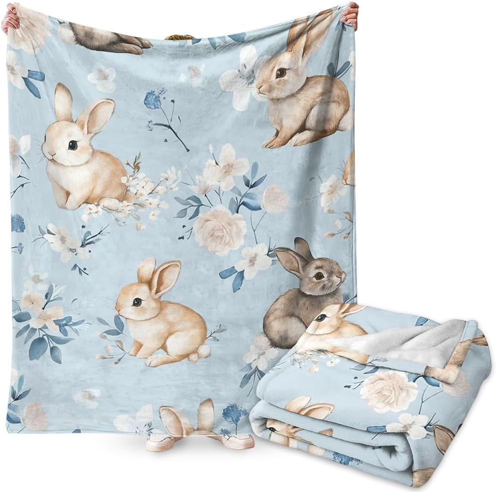 FYDZBSL Rabbit Blanket Super Soft Cozy Fleece Throw Cute Rabbit Themed Design Printed Throw Blankets for Kids, Chair Sofa, Warm Soft Cozy Blanket 40"x60"