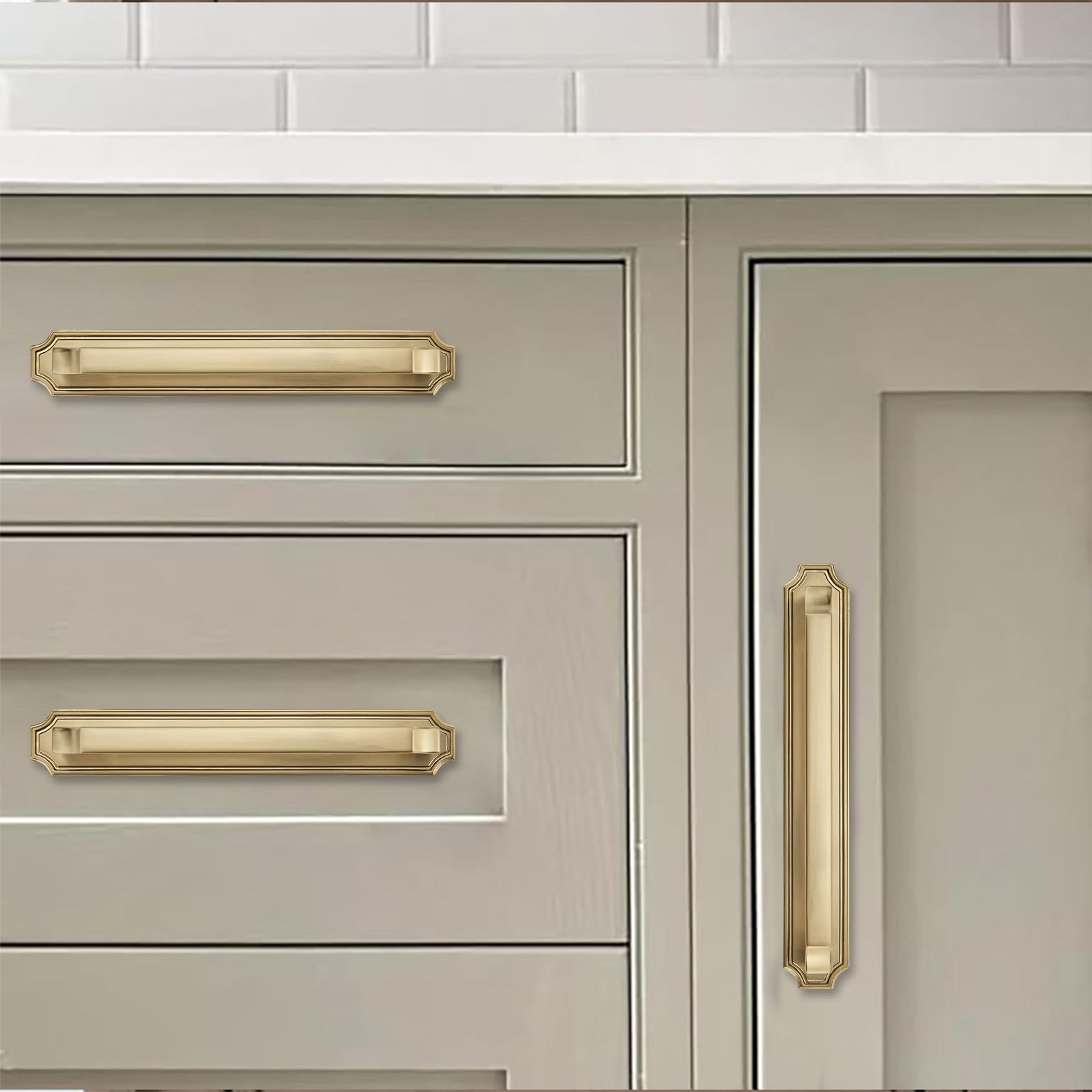 KHTUMEWARE-BP01+LS01 Brushed Brass Cabinet Pulls CTC 3 in (76 mm) 5-Pack in Brushed Brass — KHTUMEWARE