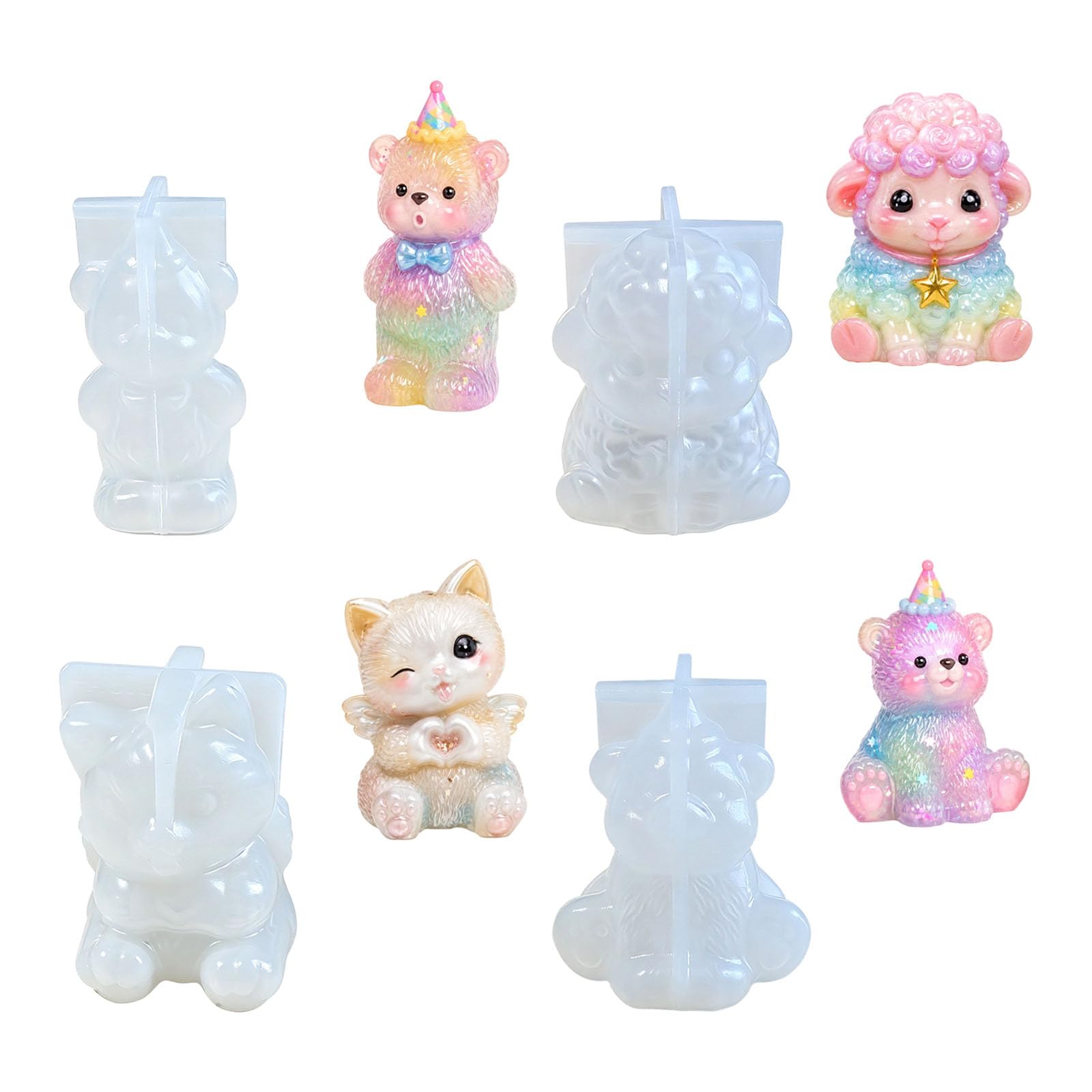 JSGHGDF 4Pcs Animal Silicone Molds Food Grade Silicone for Resin Casting Soap Making Gypsum Statue Ornament Recyclable Elastomer Molds