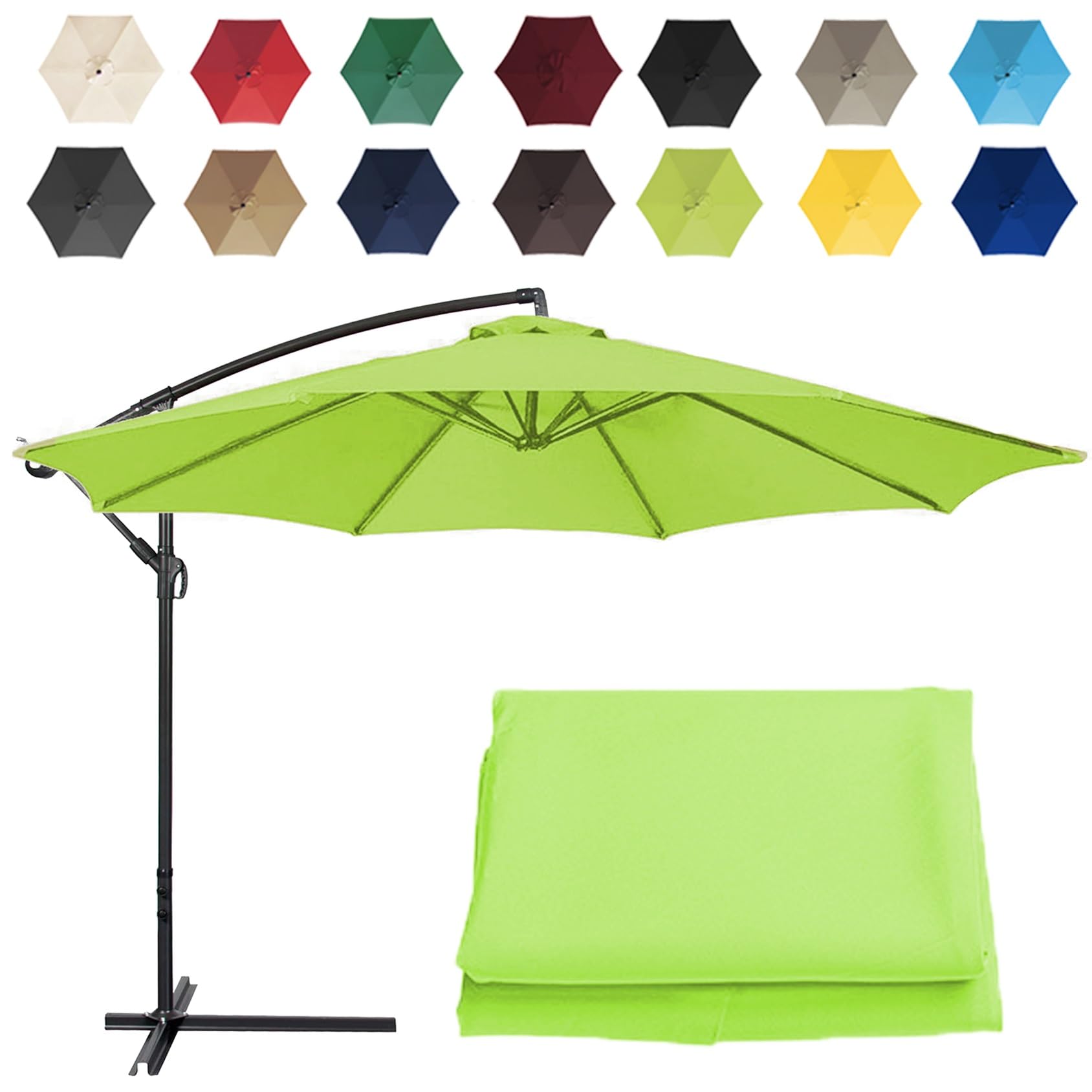CMJYMX Replacement Parasol Canopy Sun Umbrella Replacement Cloth For 2m-6 Arms 2.7m-6 Arms 2.7m-8 Arms 3m-6 Arms 3m-8 Arms (Color : Grass green, Size : 6 ribs-3m(9.8ft))