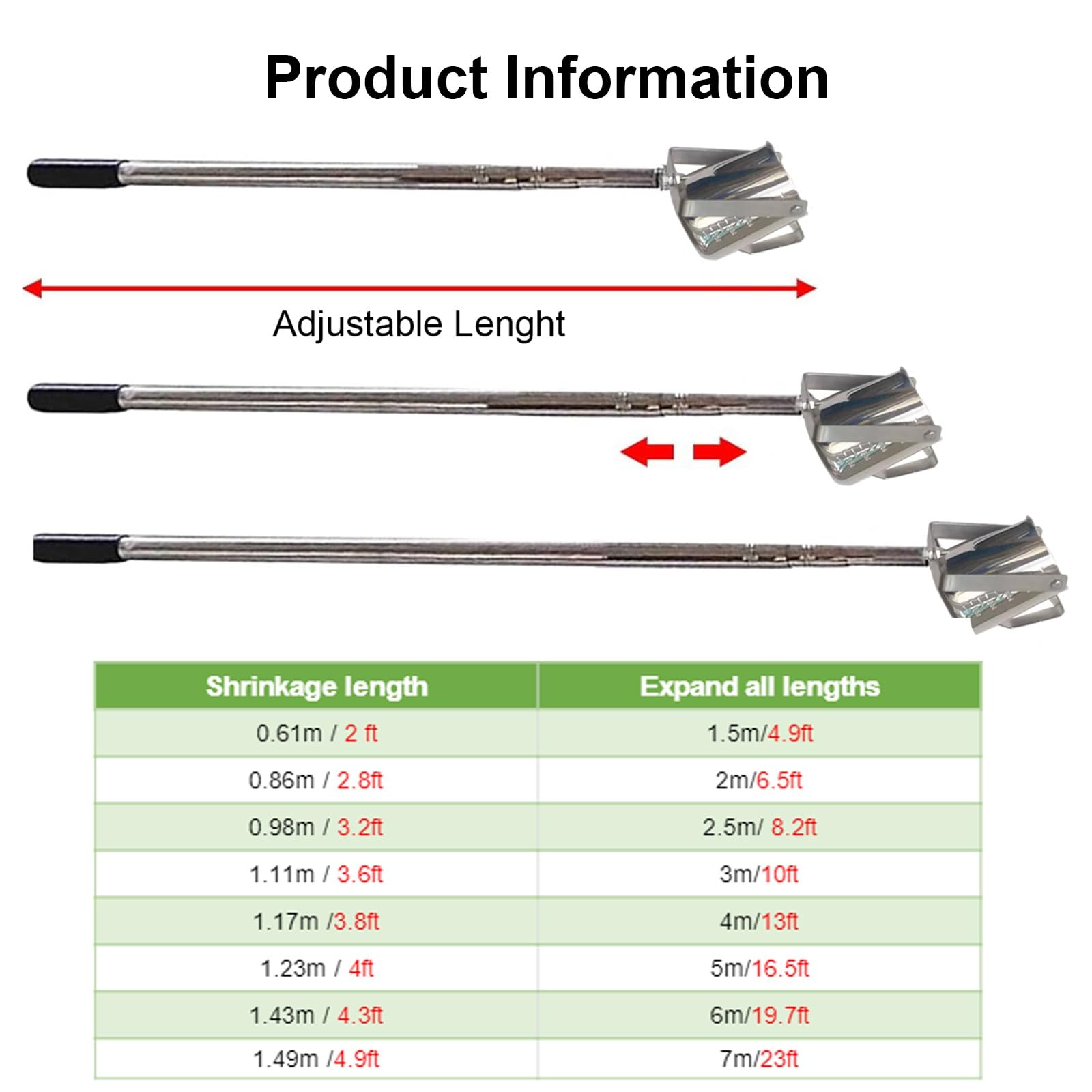 Muestreadores de laboratorio Ajustable Muestreador de Agua con Pico de Águila Y Graduado, Río/Pozo/Piscina Cucharón para Muestras de Agua, Cazo para Líquidos de 2 5 8 12 16 Pies de Largo(Stainless Ste