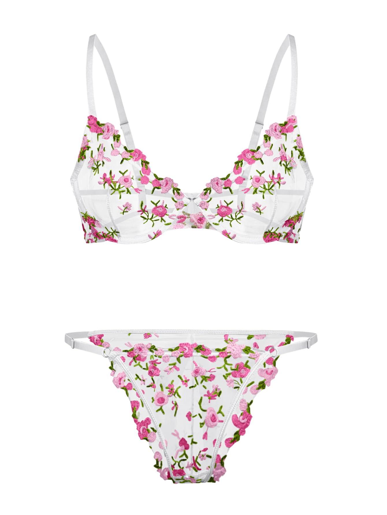 Lilosy Sexy Lingerie Set 2 Piece Women Push Up Bra and Panty 3XS-5XL