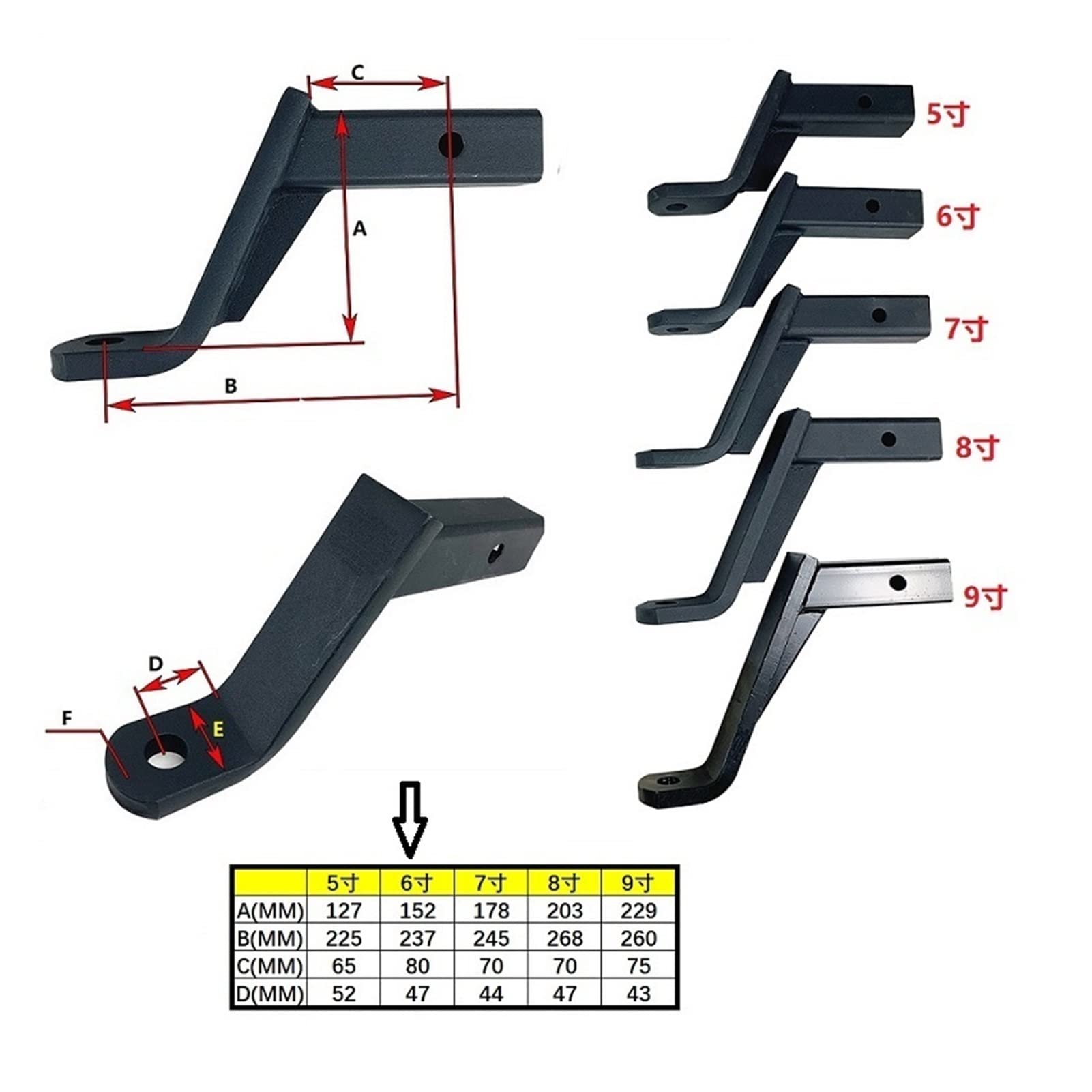 Zaczep przyczepy, Trailer 6 Inch Drop Holowniczy Bar Hood Ball Mount Tongue Hitch Car Rv. Akcesoria do części łodzi