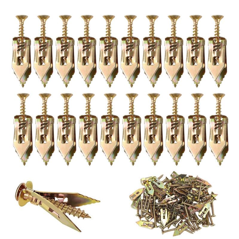 Upgraded Self-Drilling Anchors Screws, 2026 New Premium Drywall Anchors and Screws Kit, Easy Application No Drill or Holes in Wall (100pcs, 0.47 * 1.57 inches)