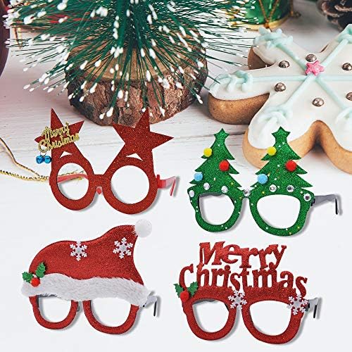 JOYIN 8 Pcs Christmas Headbands Christmas Party Glasses Frames Party Set, Christmas Funny Sunglasses and Hat Headwear for Xmas Holiday Parties Favors, Christmas Photo Booth Props (One Size Fits All)