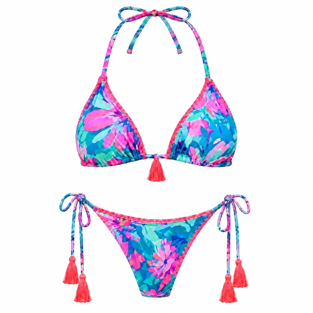 Traje de baño para mujer de 2 piezas, triángulo, conjunto de bikini para mujer sexy, bañador para playa