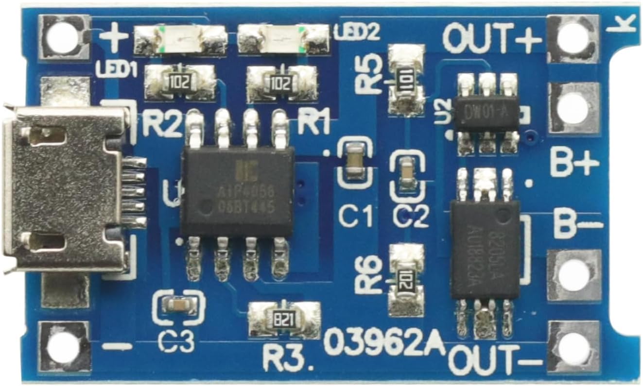 10Pcs Micro USB 5V 1A 18650 TP4056 Lithium Battery Charger Module Charging Board with Protection Dual Functions 1A TP4056 Charging Module