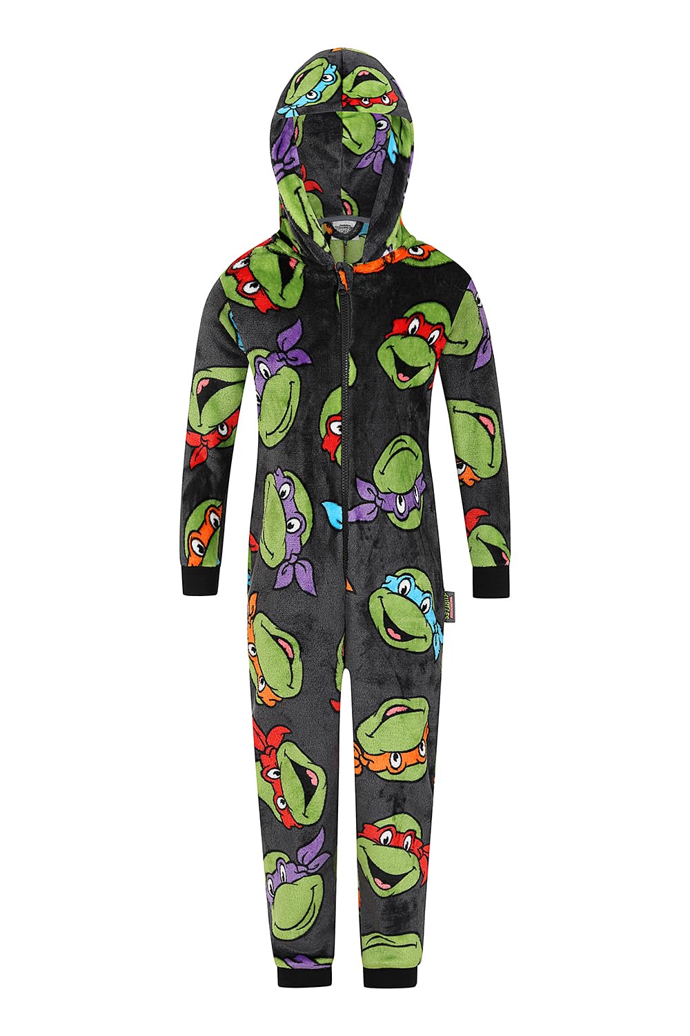 TEENAGE MUTANT NINJA Boys Turtles Fleece Sleepsuit TMNT Childrens Kids Onesie (7-8 Years) Black