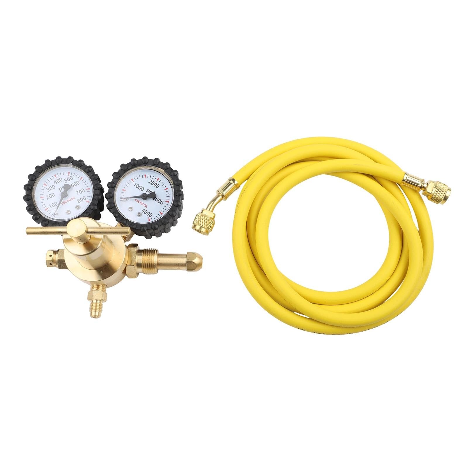 EasyByMall Regulador de presión de nitrógeno de latón con manguera de 2 m, conexiones G5/8 y CGA580, entrada de 1 a 200 bar, salida de 1 a 60 bar, caudal de 25 m³/h para uso industrial