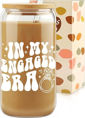 Engagement Gifts In My Engaged Era Glass Cup Future Bride Gift Ideas Bridal Shower Gift for Her Wedding