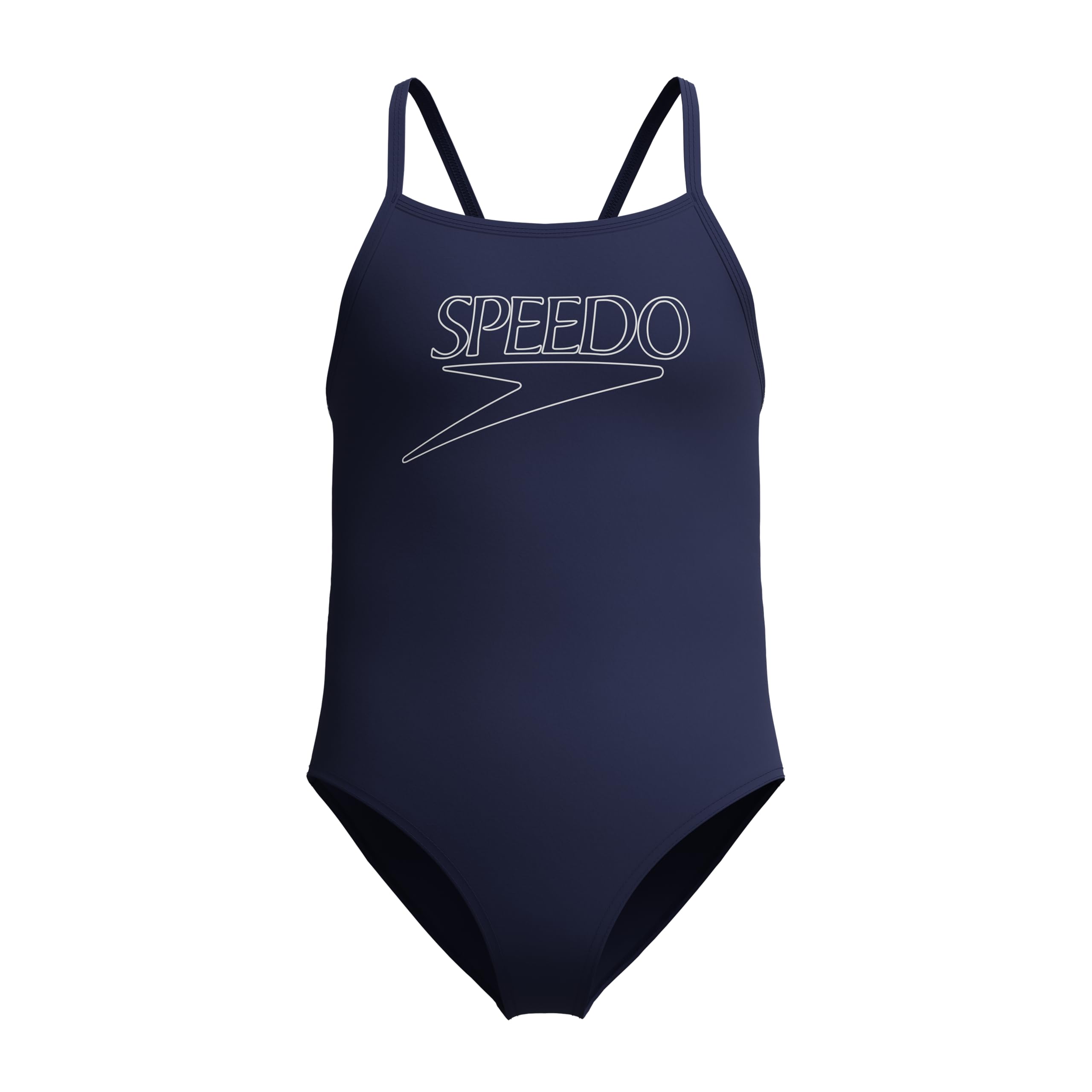 Speedo Girl's Endurance+ Logo Thinstrap Swimsuit, Peacoat, 4