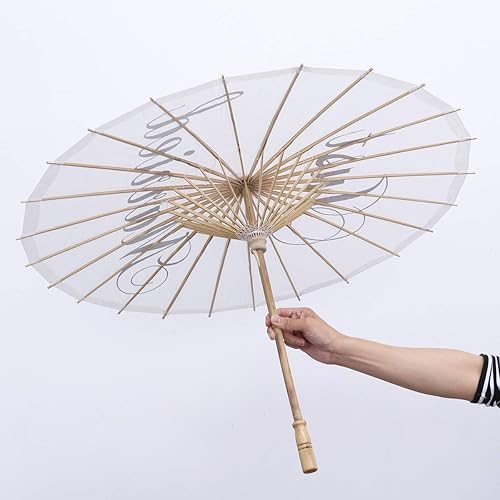 Miniatura 5 de Amosfun Paraguas de papel de aceite asiático japonés chino de seda paraguas recién casado boda fiesta nupcial cabina accesorios blanco