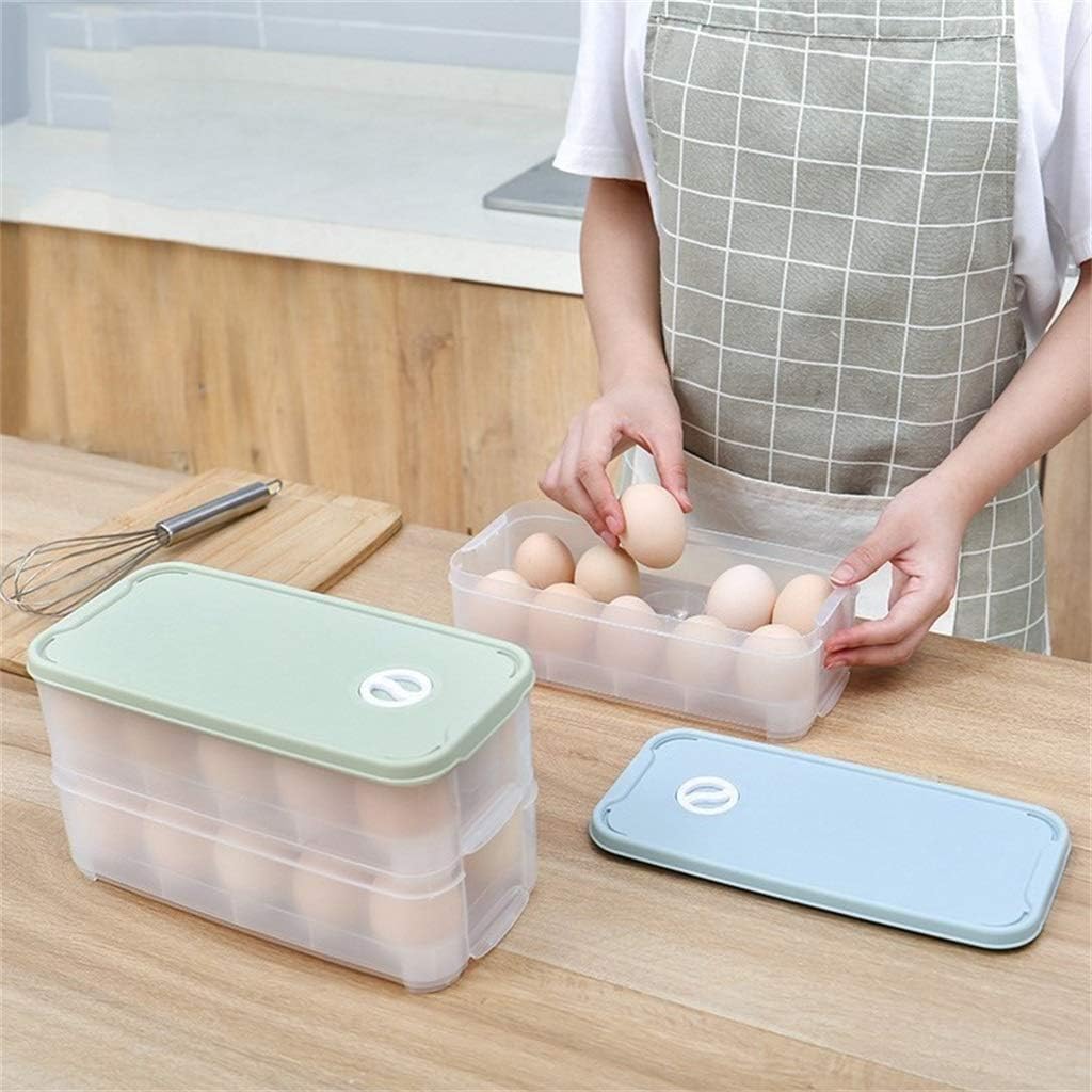 Egg Tray with Lid Keep Fresh Shockproof Storage Box Portable 10 Cells Egg Protector Holder for Refrigerator Kitchen (Color : Gray) (Blue)