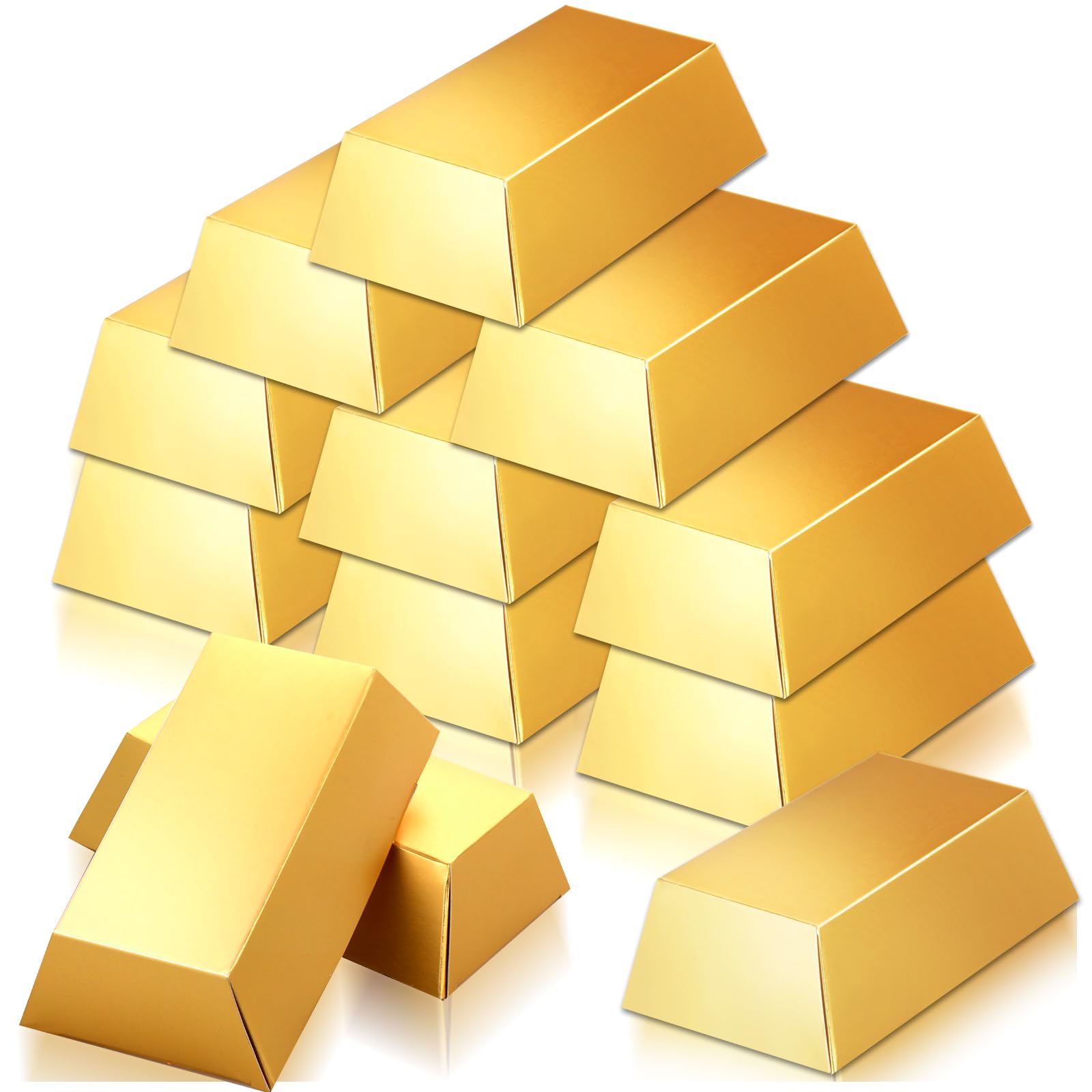 Thinp 12 Pcs Gold Bars,Fake Gold Bars Gift Box Party Favor Boxes 5.9x 3.14inches Paper Golden Favor Simulated Foil Gold Boxes Candy Boxes for Christmas Party Casino Theme Boxes Gold Party Decorations