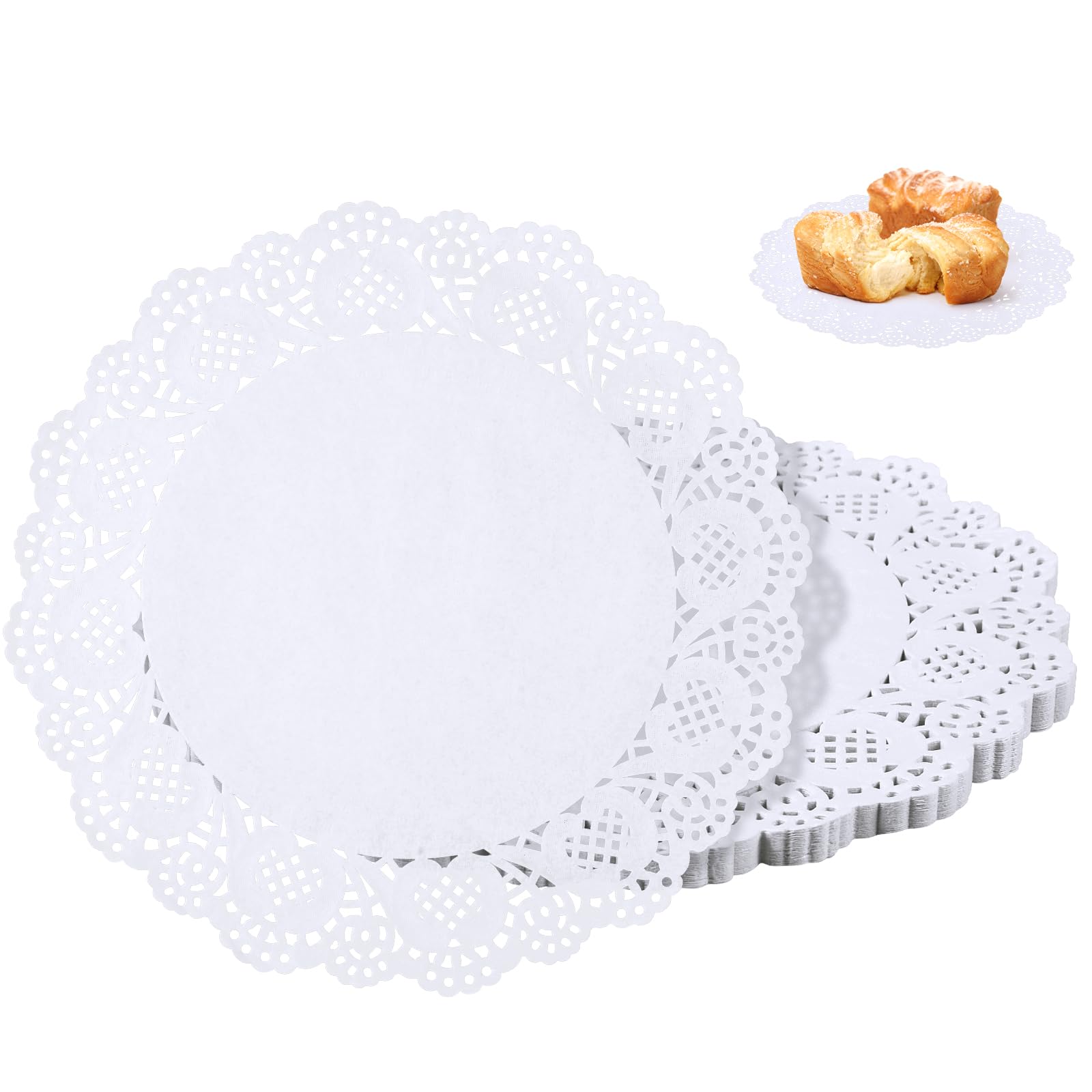 Napperons en papier jetables contre les taches de gâteaux | Support rond blanc 26,7 cm