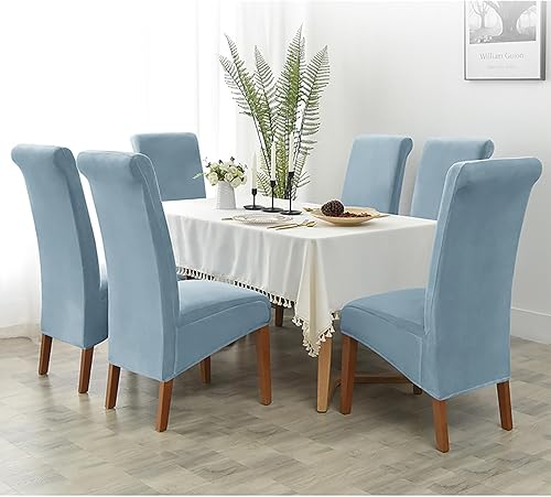 Miniatura 8 de Soft Chair Covers Velvet for Dining Room Medium Gray Set of 6 Stretch Dining Chair Slipcovers Kitchen Reusable Parsons Side Chair Slipcover