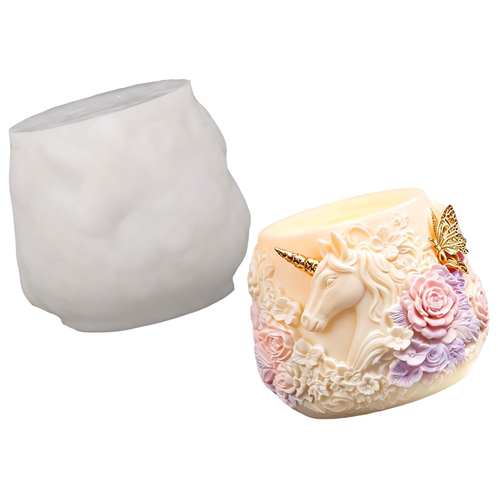 Zeiwohndc Multicolor Plaster Casting Mold, Floral Relief Cup Silicone Mold For Resin, Easy Release Decor Vessel Projects And Display Making Floral Resin Cup Silicone Plaster Casting Craft