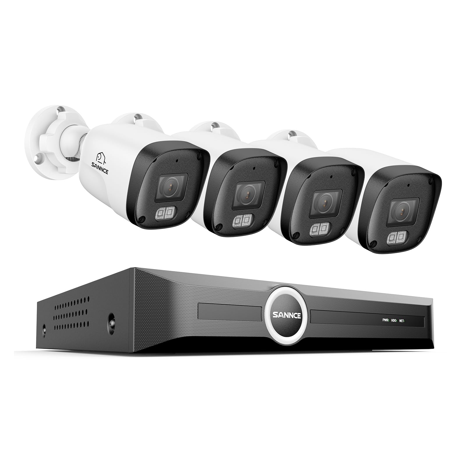 – SANNCE 8CH POE CCTV Security Camera System, 6MP Network Video Recorder PoE 8 Channel NVR with 4x 3MP Outdoor Security IP Cameras, NO HDD