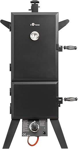 Gasgrill Portland XL von El Fuego® Smoker Grill Grillwagen BBQ, 4,4 kW leistungsstark, mit Thermometer, große Garkammer, AY 3172