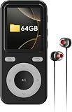 wiwoo 64GB Bluetooth MP3 Player in Black