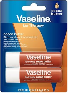 Vaseline Lip Therapy Cocoa Butter Twin Pack - Moisturizing Lip Balm with Shea Butter, 8-Hour Hydration, Cruelty-Free