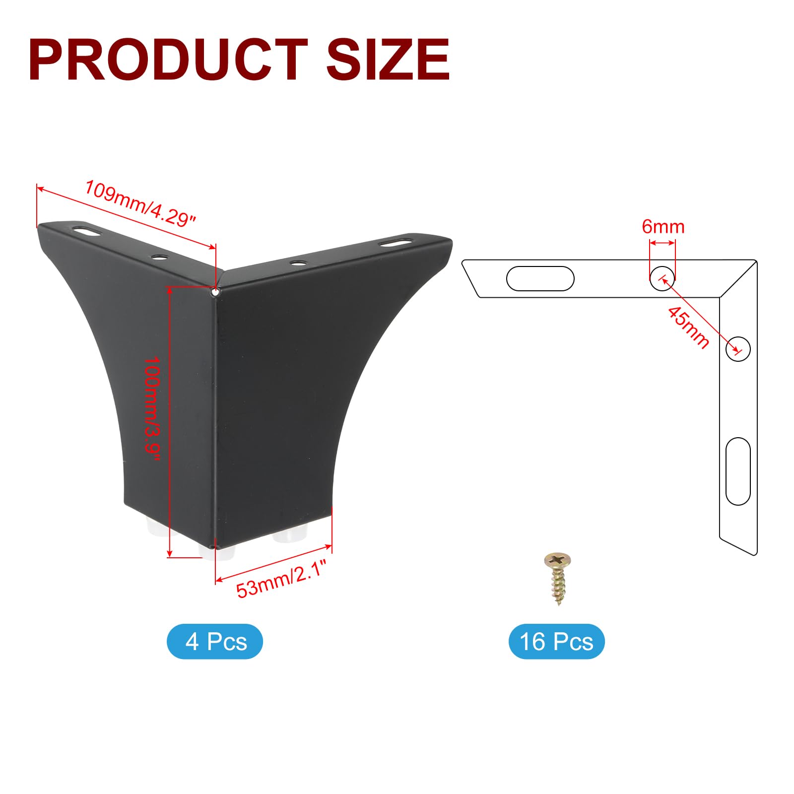 PATIKIL Metal Furniture Legs 3.94 Inch - Image 2