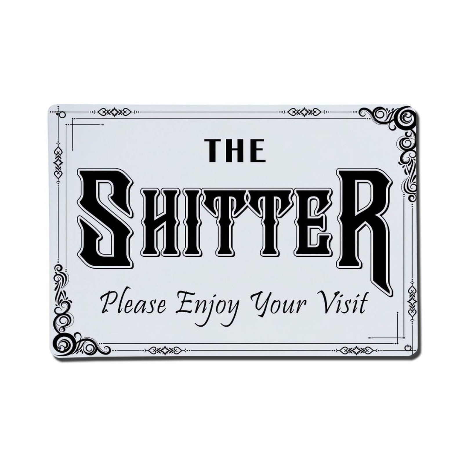 Jdfenggu Vintage The Shitter Please Enjoy Visit Retro Metal Tin Sign, Metal Poster For Bar, Home, Man Cave, Kitchen, Laundry Room Art Decor 8X12 Inch