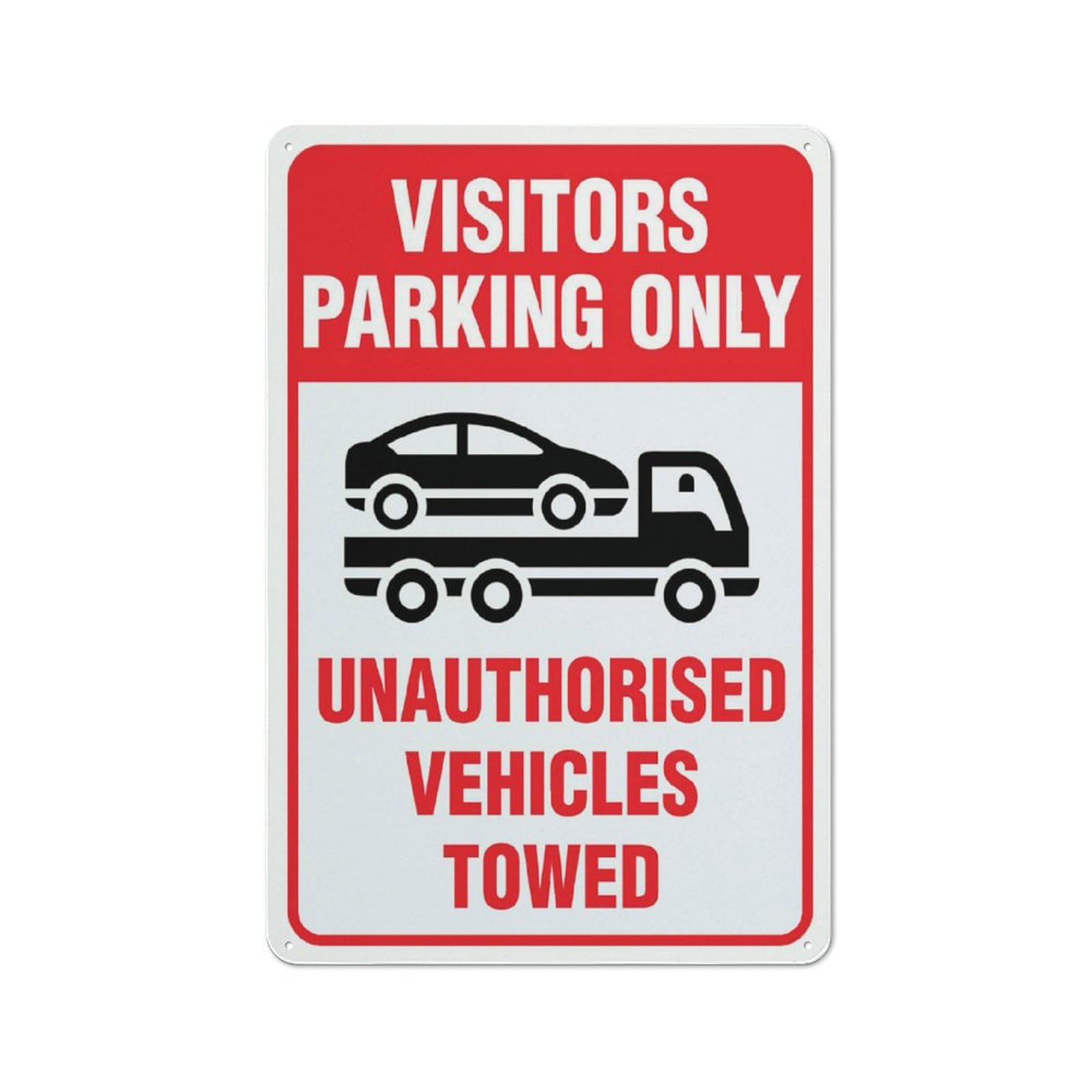 Visitors Parking Only Unauthorised Vehicles Towed Sign 12X8 Inches Metal Aluminum Signs, Weather Resistant, Weatherproof, Indoor Or Outdoor