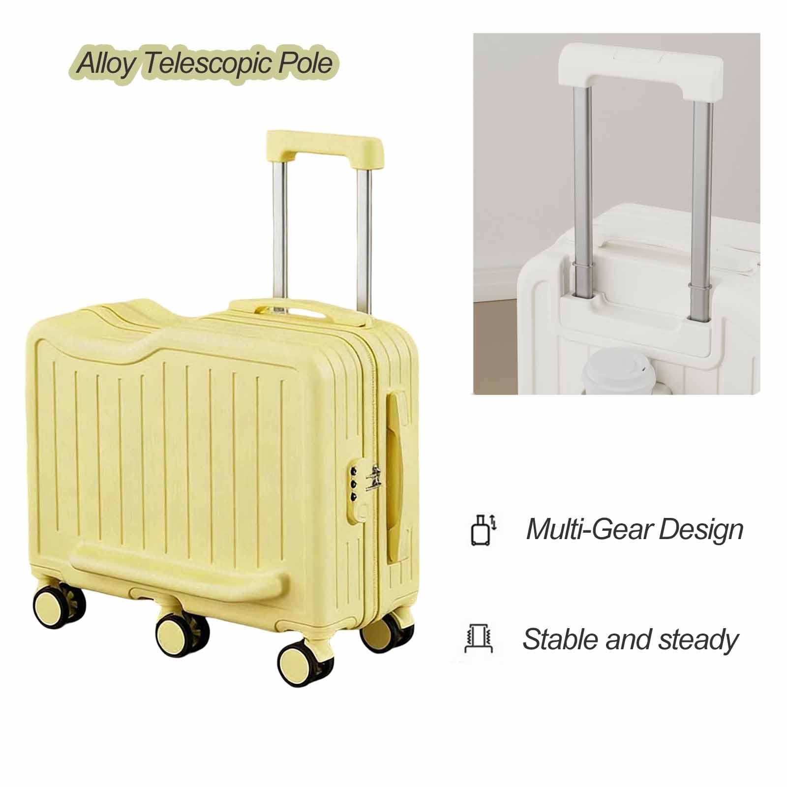Valigia da Cabina Rigida con Portabibite a Scomparsa, 6 Ruote Girevoli e Lucchetto con Combinazione – Bagaglio a Mano Leggero e Compatto, Ideale per Viaggi e Gite di Studio(Blue,24in)